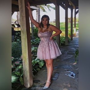 Sherri Hill Pale Pink Homecoming Dress